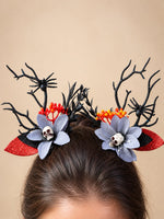 Load image into Gallery viewer, Radhu &amp; Kabby Wicked Bloom Halloween Hair Clips for Women | Skull Spider Floral Hair Accessories Set of 2