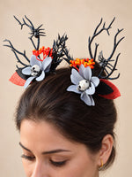 Load image into Gallery viewer, Radhu &amp; Kabby Wicked Bloom Halloween Hair Clips for Women | Skull Spider Floral Hair Accessories Set of 2