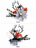 Load image into Gallery viewer, Radhu &amp; Kabby Wicked Bloom Halloween Hair Clips for Women | Skull Spider Floral Hair Accessories Set of 2