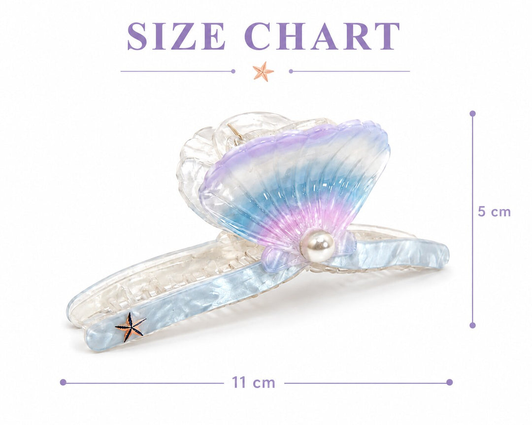 Radhu & Kabby Mermaid Seashell Hair Claw Clip for Women | Pearl Accent Ocean-Inspired Hair Accessory with Strong Hold for Buns, Half-Up Styles