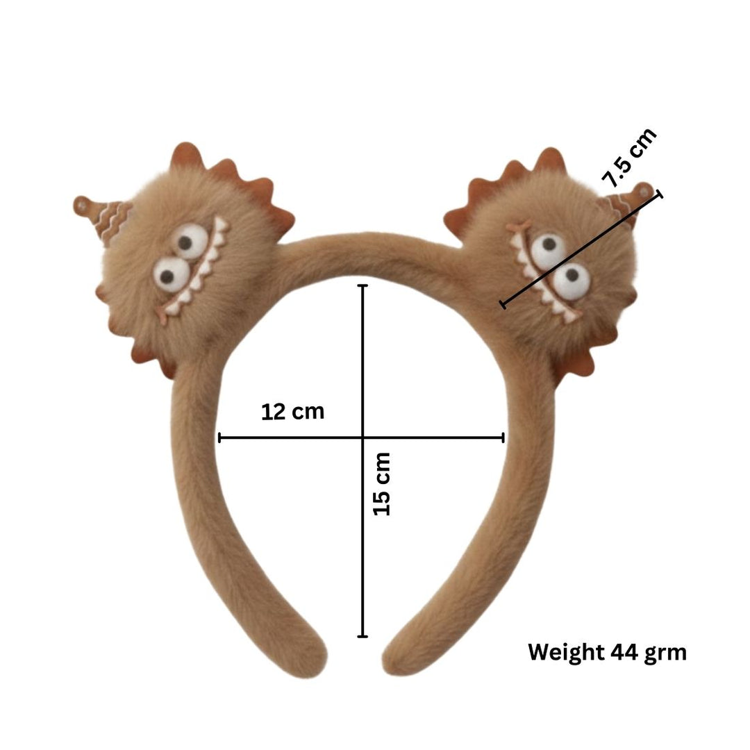 Radhu & Kabby Labubu-Inspired Plush Hairband for Girls | Cute Brown Character Headband | Pack of 1