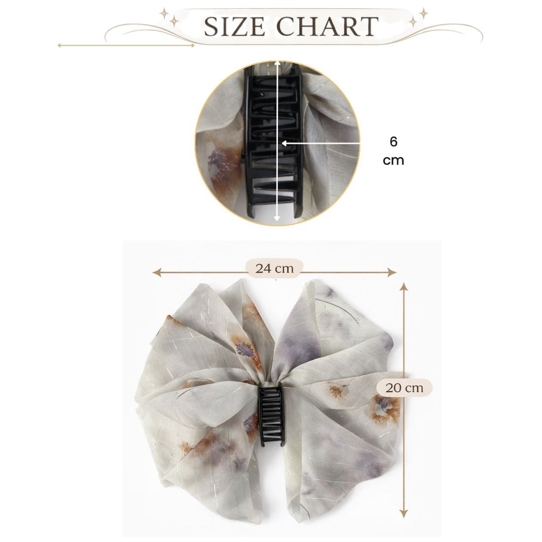 Radhu & Kabby Elegant Fabric Hair Claw Clip with Soft Abstract Print for Girl & Women