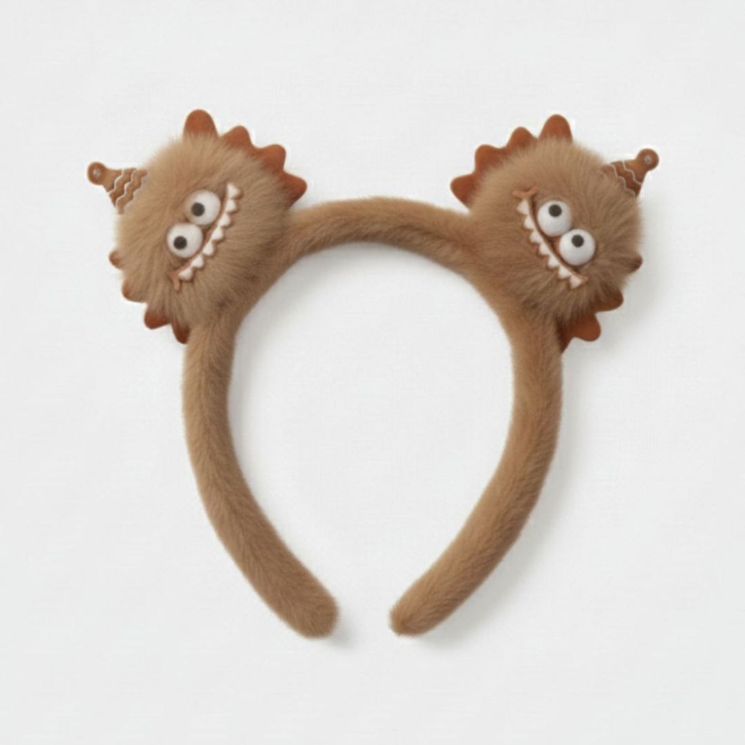 Radhu & Kabby Labubu-Inspired Plush Hairband for Girls | Cute Brown Character Headband | Pack of 1