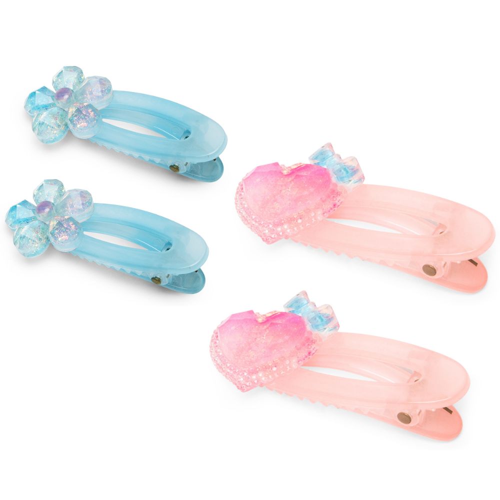 Adorable Hair Clips Set for Girls Baby Blue & Pink Alligator Clips 4 Pcs