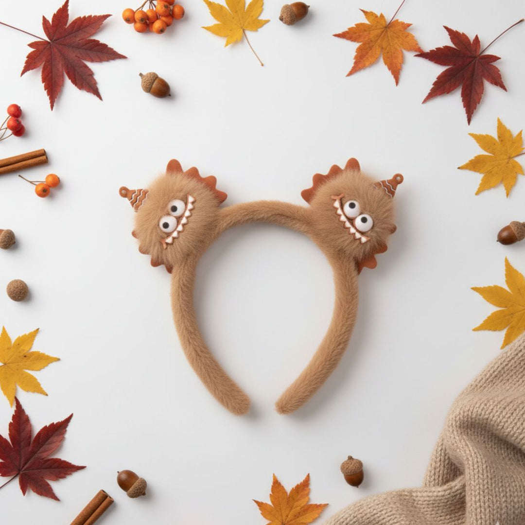 Radhu & Kabby Labubu-Inspired Plush Hairband for Girls | Cute Brown Character Headband | Pack of 1