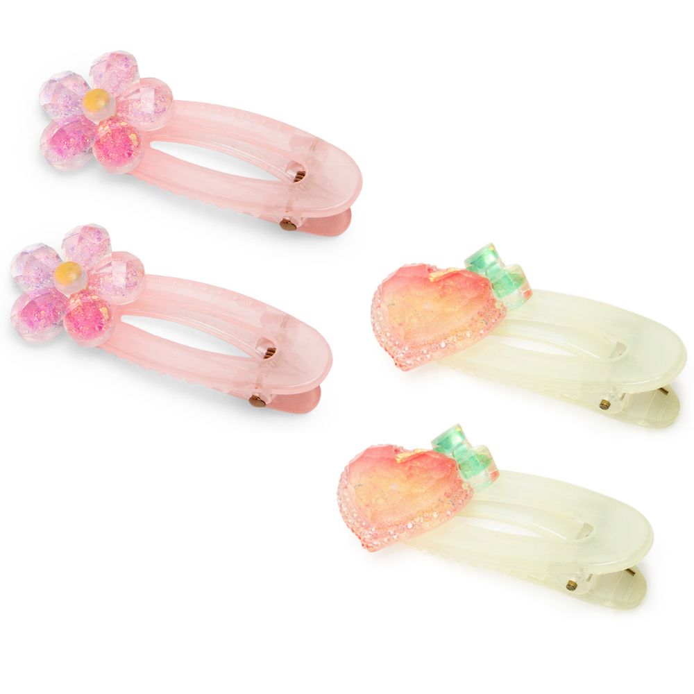 Hair Clips for Girls Alligator Pins Pastel Hair Accessories Pink & Peach Shades Pack of 4