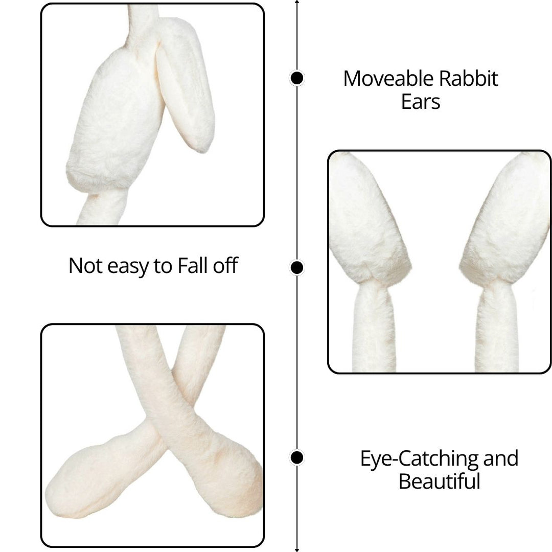 Radhu & Kabby White Bunny Ear Muffs | Cozy, Warm & Perfect for Winter Outings | Pack of 1