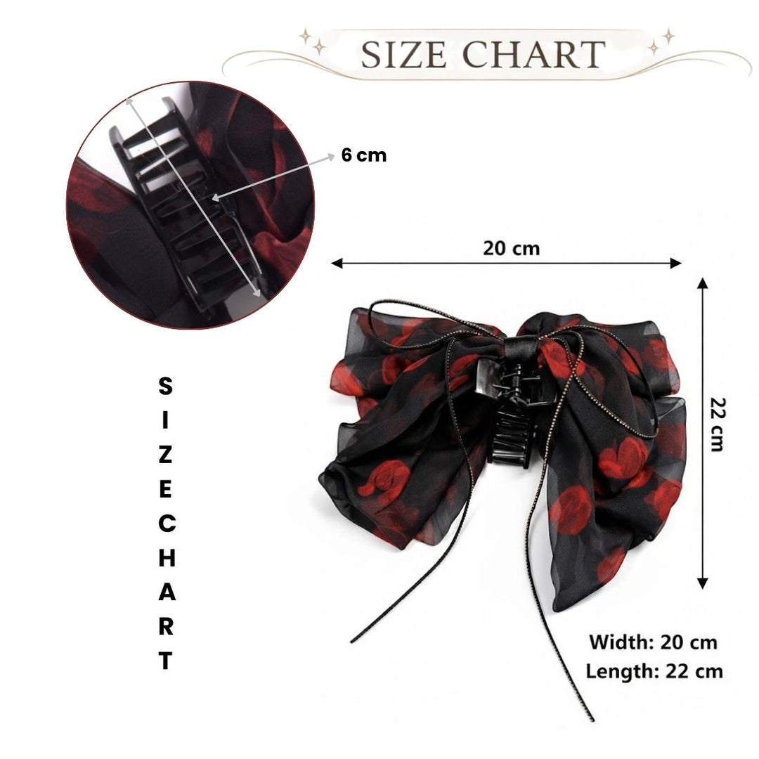 Radhu & Kabby Floral Bow Hair Claw Clip for Women & Girls | Elegant Chiffon Fabric Hair Accessory with Soft Abstract Print