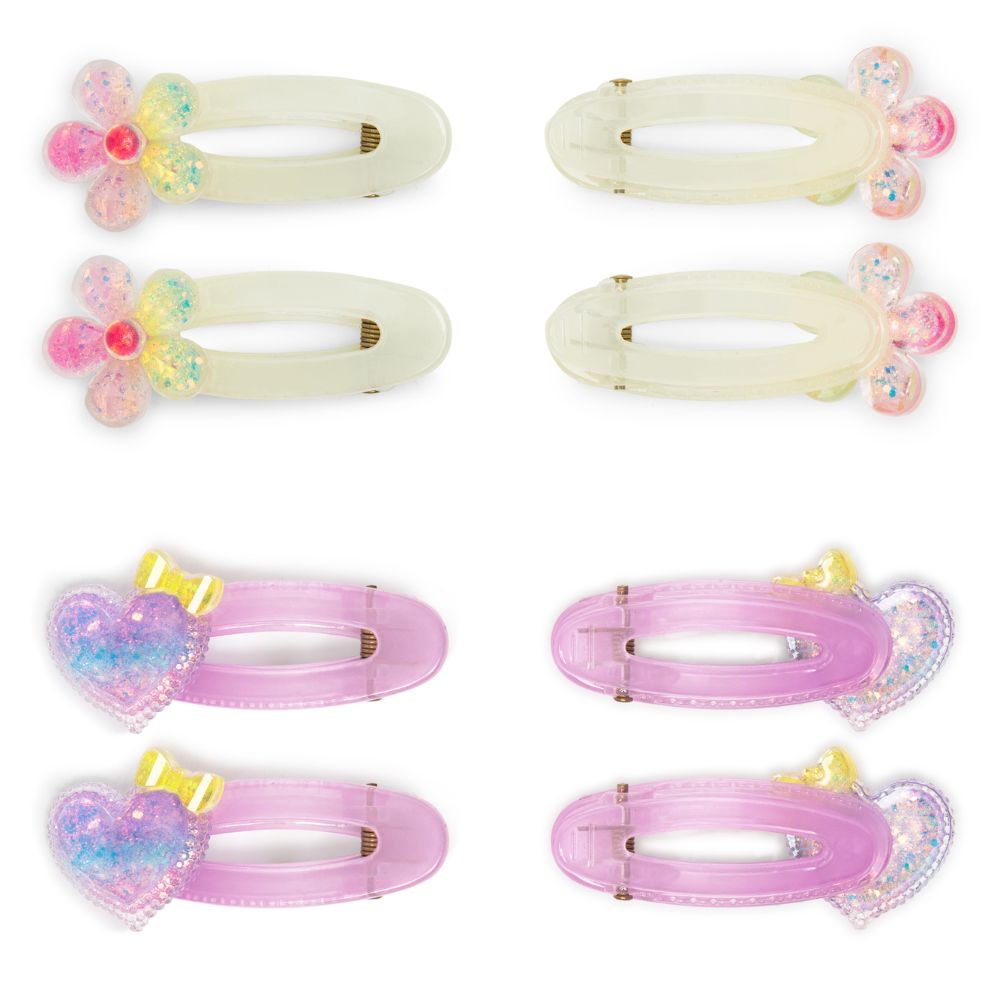 Hair Clips Set For Girls with Alligator Pins in Pastel Purple & Light Green Shades Pack of 4