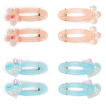 Load image into Gallery viewer, Pastel Hair Clips for Girls Blue &amp; Peach Alligator Hair Pins Set of 4
