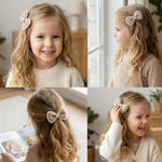 Load image into Gallery viewer, Radhu &amp; Kabby Elegant Bow Hair Clips for Girls | Set of 2 Neutral Toned Bows with Soft Finish