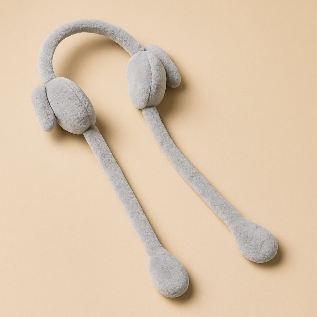 Radhu & Kabby Grey Bunny Ear Muffs | Warm, Furry & Lightweight for WinterWear | Pack of 1