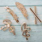 Load image into Gallery viewer, Rhinestone &amp; Pearl Hair Clips Perfect for Any Occasion Set of 5
