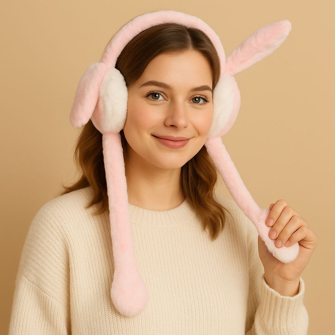 Radhu & Kabby Bunny Ear Muff | Soft Plush Ear Warmer with Long Fluffy Ears | Perfect for Cold Weather | Pack of 1