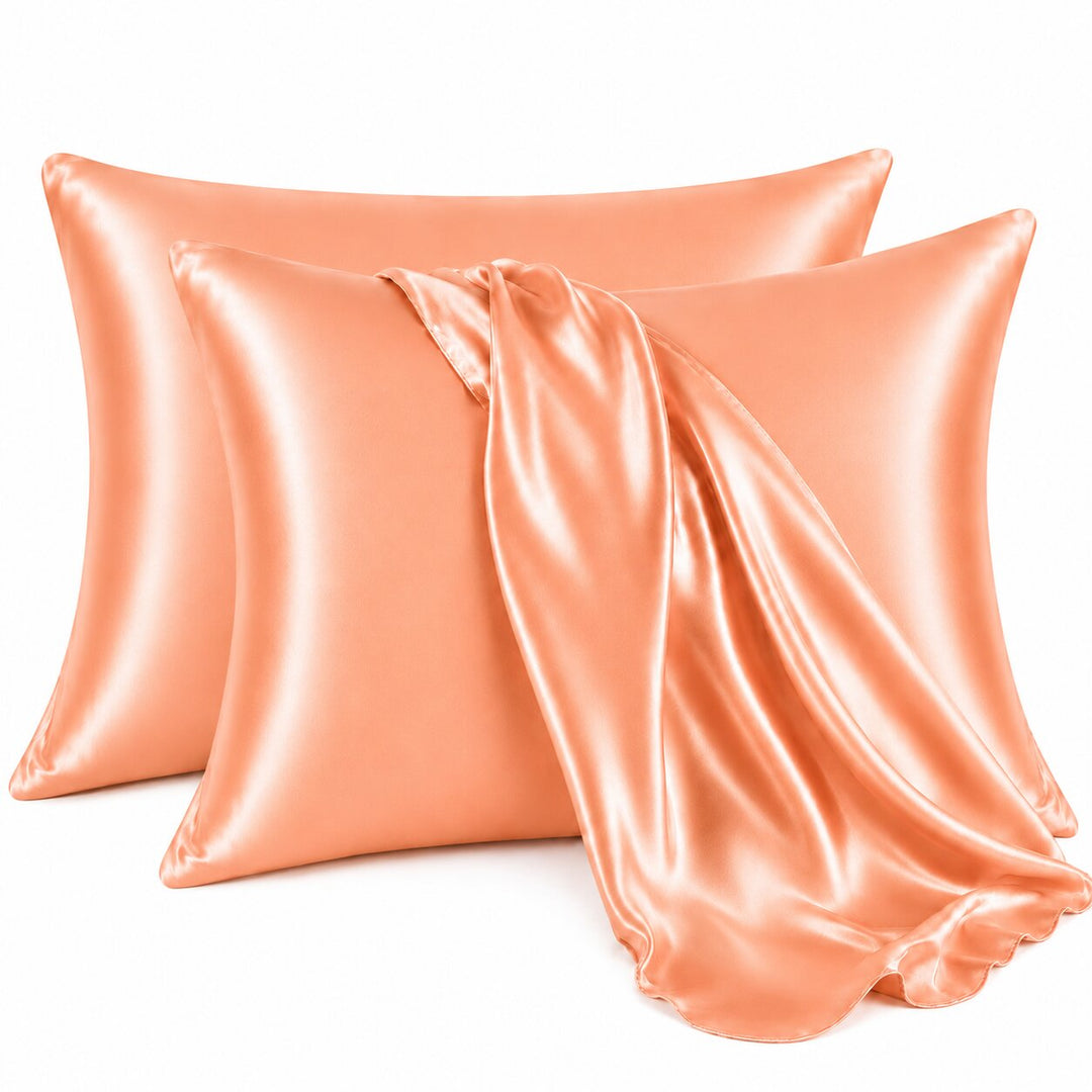 Radhu & Kabby Satin Pillowcases with 3 Satin Scrunchies | Gives Beauty Sleep with Hidden Zipper Closure | Standard Size 72 x 48 cm
