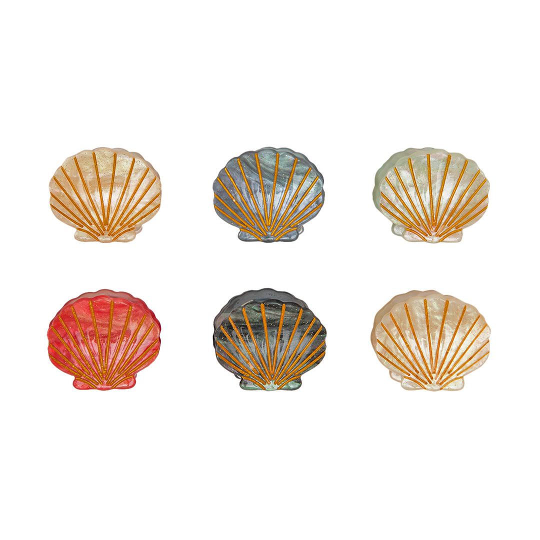 Radhu & Kabby Mini Shell-Shaped Hair Clutchers | Set of 6 Stylish Multicolor Claw Clips for Girls & Women | Compact Grip for Everyday Hairstyles