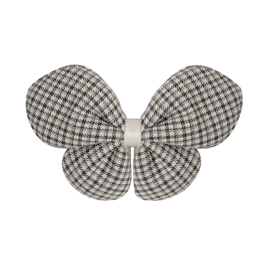Radhu & Kabby Fabric Butterfly Hair Clips for Girls & Women | Set of 3 Elegant Neutral Soft Checkered Bows