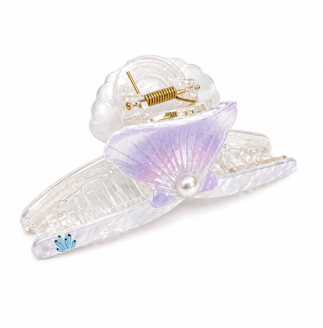Radhu & Kabby Pearl Shell Hair Claw Clips for Women | Strong Hold Acrylic Hair Accessories | Ocean Inspired Design | Pack of 2