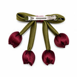 Load image into Gallery viewer, Radhu &amp; Kabby Satin Tulip Hair Bow Clip for Women | Elegant Floral Hair Accessory | Pack of 1