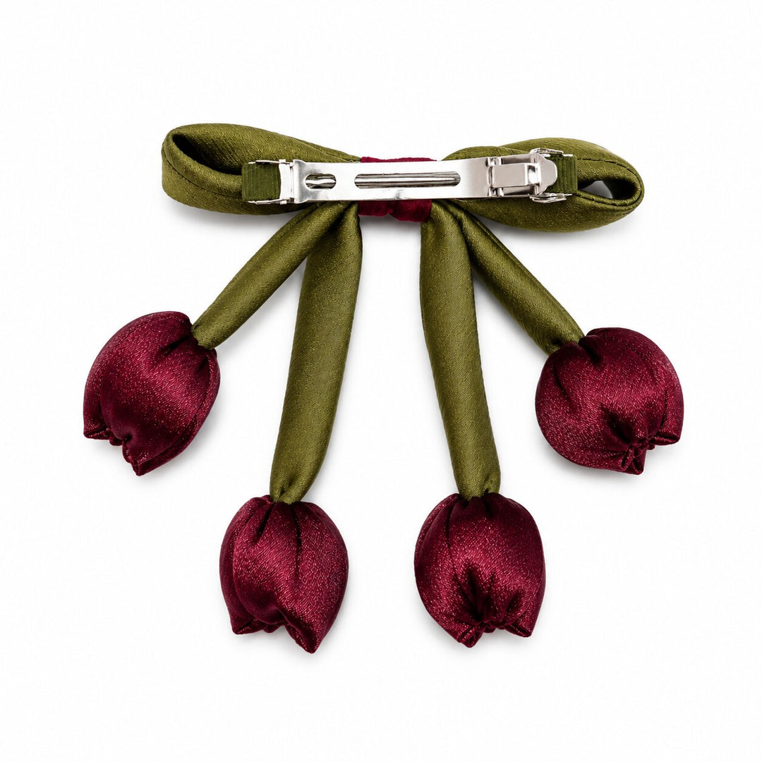 Radhu & Kabby Satin Tulip Hair Bow Clip for Women | Elegant Floral Hair Accessory | Pack of 1