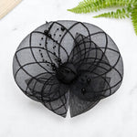 Load image into Gallery viewer, Radhu &amp; Kabby Glam Black Fascinator Hat for Girls/Women | Floral Mesh &amp; Pearl Detailing | Stylish Hairwear
