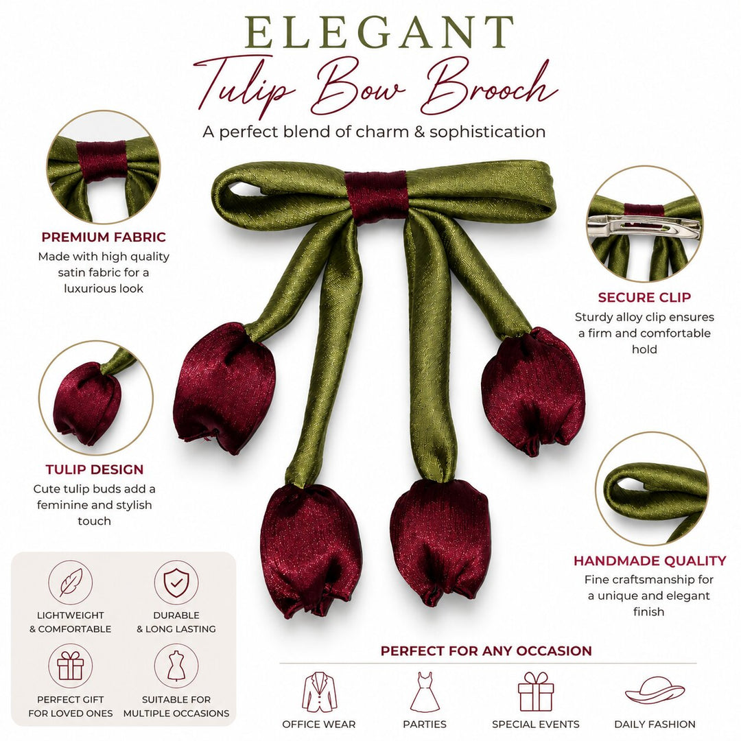 Radhu & Kabby Satin Tulip Hair Bow Clip for Women | Elegant Floral Hair Accessory | Pack of 1