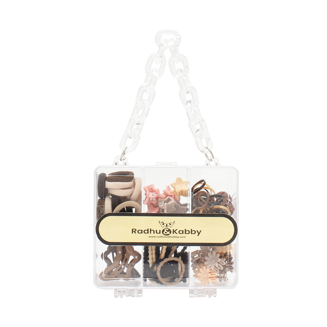 Hair Accessories Set for Kids in Mini Transparent Purse