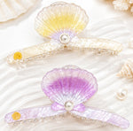 Load image into Gallery viewer, Radhu &amp; Kabby Seashell Hair Claw Clip Set for Women | Pearl Accent Strong Hold Hair Clutchers