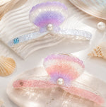 Load image into Gallery viewer, Radhu &amp; Kabby Pearl Shell Hair Claw Clips for Women | Strong Hold Acrylic Hair Accessories | Ocean Inspired Design | Pack of 2
