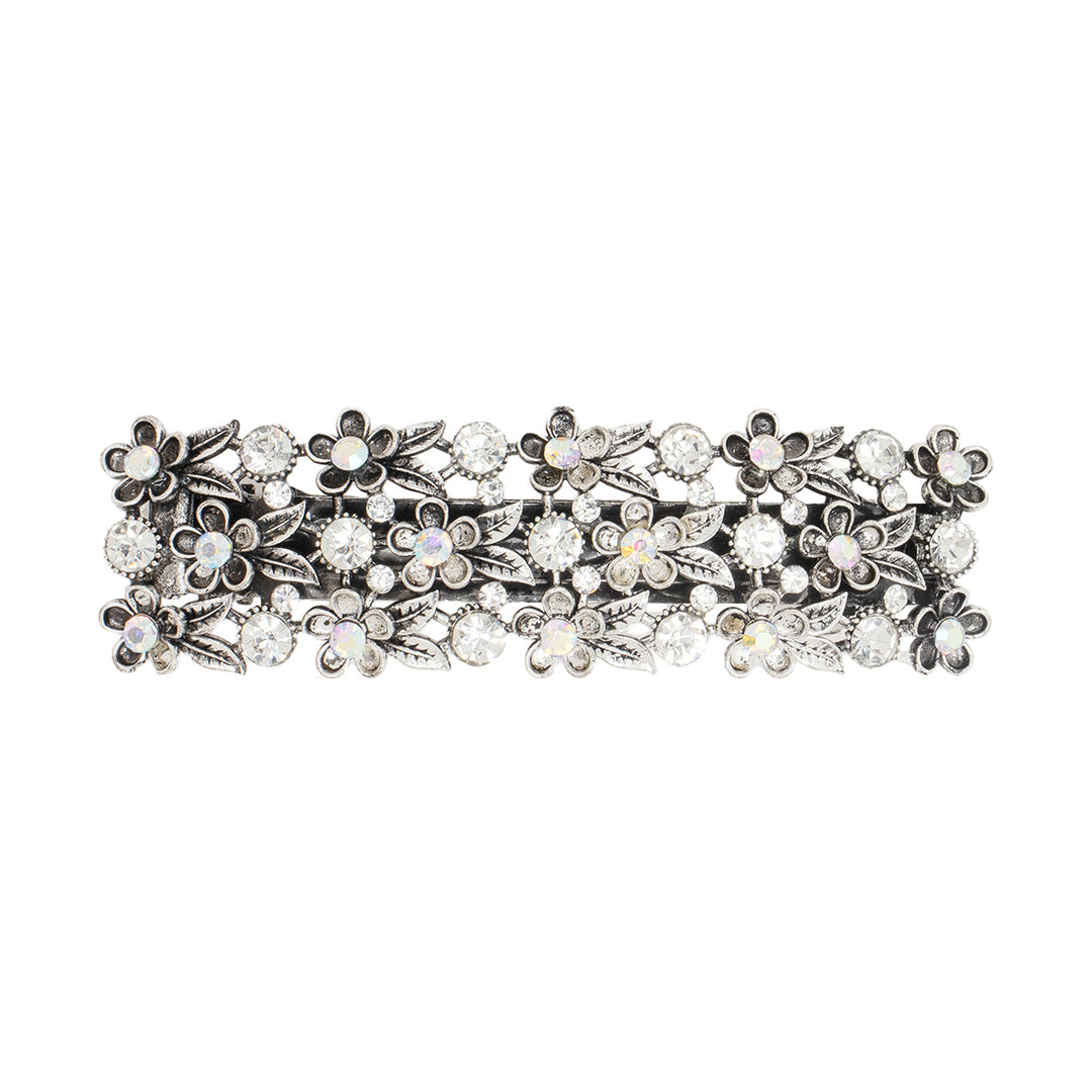 Radhu & Kabby Silver Barrette Hair Clip For Girls/Women | Set of 1 Metal Hair Barrette | Vintage Style with Stone Accents