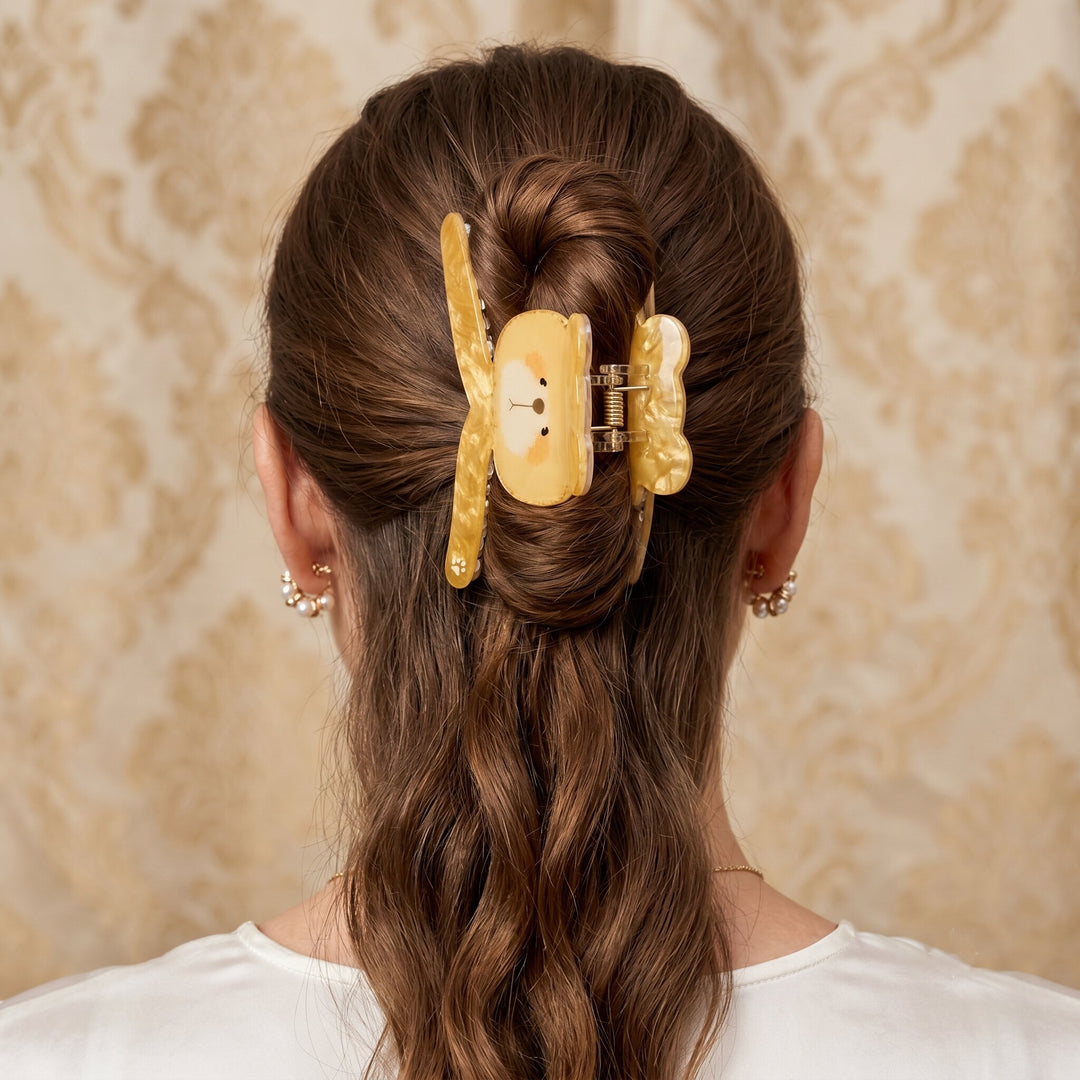 Radhu & Kabby Cute Bear Hair Claw Clip for Women | Premium Acrylic Hair Clutcher with Strong Grip for All Hair Types