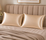 Load image into Gallery viewer, Radhu &amp; Kabby Satin Pillow Covers with 3 Satin Scrunchies | Best for Hair, Skin &amp; Beauty Sleep with Zipper Closure | Standard Size 72 x 48 cm