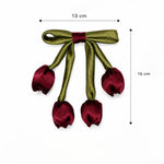 Load image into Gallery viewer, Radhu &amp; Kabby Satin Tulip Hair Bow Clip for Women | Elegant Floral Hair Accessory | Pack of 1