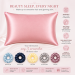 Load image into Gallery viewer, Radhu &amp; Kabby Satin Silk Pillow Covers with 3 Scrunchies | Hair Care Pillow Cover for Frizz Control &amp; Smooth Skin | Standard Size 72 x 48 cm