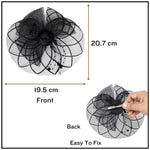 Load image into Gallery viewer, Radhu &amp; Kabby Glam Black Fascinator Hat for Girls/Women | Floral Mesh &amp; Pearl Detailing | Stylish Hairwear
