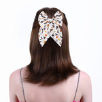 Load image into Gallery viewer, Radhu &amp; Kabby Halloween Statement Hair Bow | Elegant Spooky &amp; Pumpkin Printed Hair Accessories for Girls/Women
