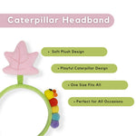 Load image into Gallery viewer, Plush Kids Hairband with Rainbow Caterpillar &amp; Pink Flower Design