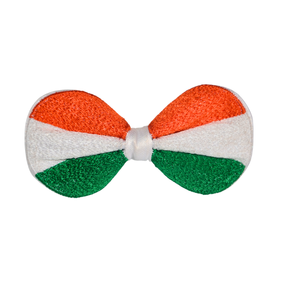 Radhu & Kabby Tricolor Hair Bow Clip for Girls | Comfortable For All Hair Type | Indian Flag Design | 1 Pc