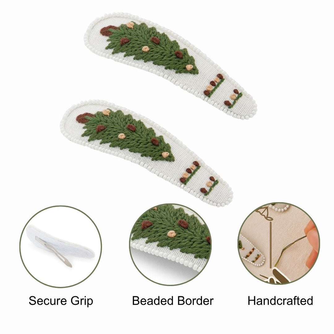 Radhu & Kabby Festive Christmas Tree Hair Clips with Beads for Women & Girls