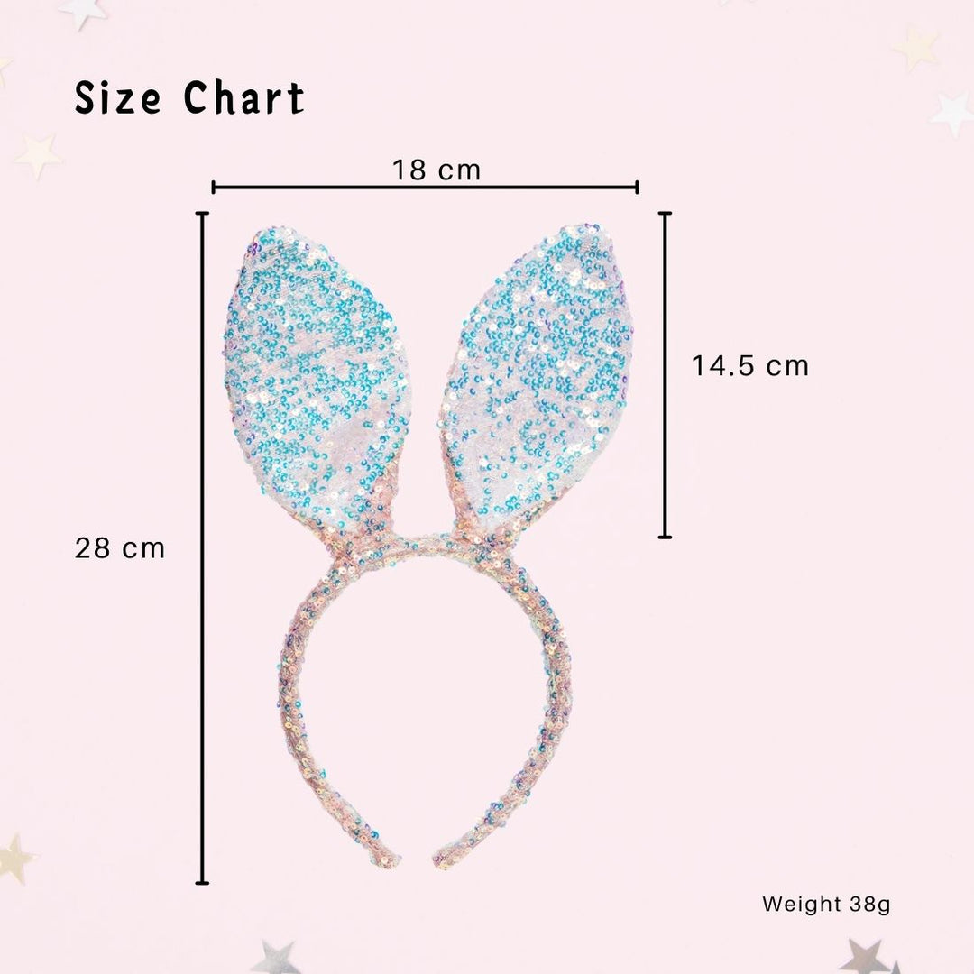 Radhu & Kabby Bunny Ear Headband | Sparkling Sequin Hairband for Kids, Girls & Women