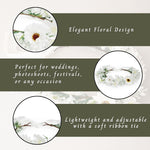 Load image into Gallery viewer, Radhu &amp; Kabby White Floral Hair Tiara for Girls/Women | Delicate Artificial Flower Crown with Ribbon Tie | Elegant &amp; Lightweight Headpiece