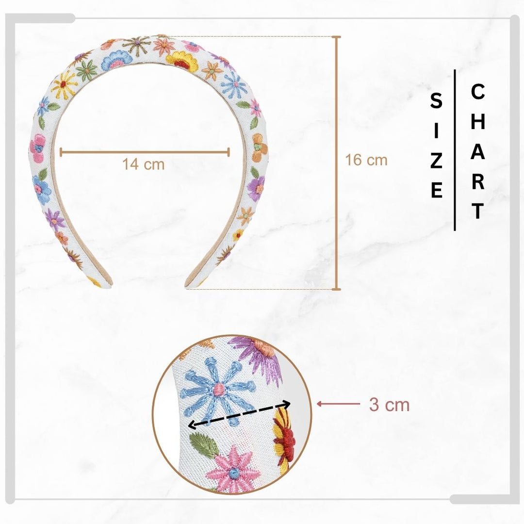 Radhu & Kabby Classy White Hairband Adorned with Floral Embroidery for Girls/Women