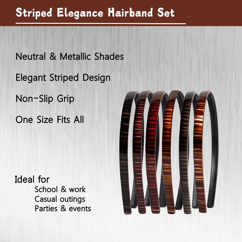 Radhu & Kabby Hairbands for Women | Classic Tortoise Shell Design Headbands | Fancy Hair Accessories | Fits All Age Group | Pack of 6