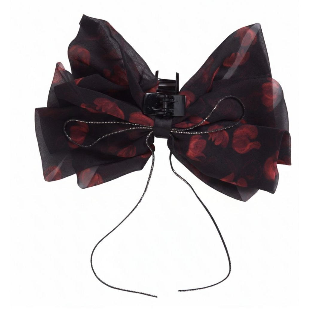 Radhu & Kabby Floral Bow Hair Claw Clip for Women & Girls | Elegant Chiffon Fabric Hair Accessory with Soft Abstract Print