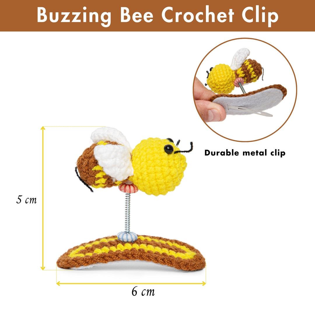 Radhu & Kabby Handmade Crochet Honey Bee Tic Tac Hair Clip | Cute Handmade Hair Accessory for Girls & Women