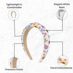 Load image into Gallery viewer, Radhu &amp; Kabby Classy White Hairband Adorned with Floral Embroidery for Girls/Women
