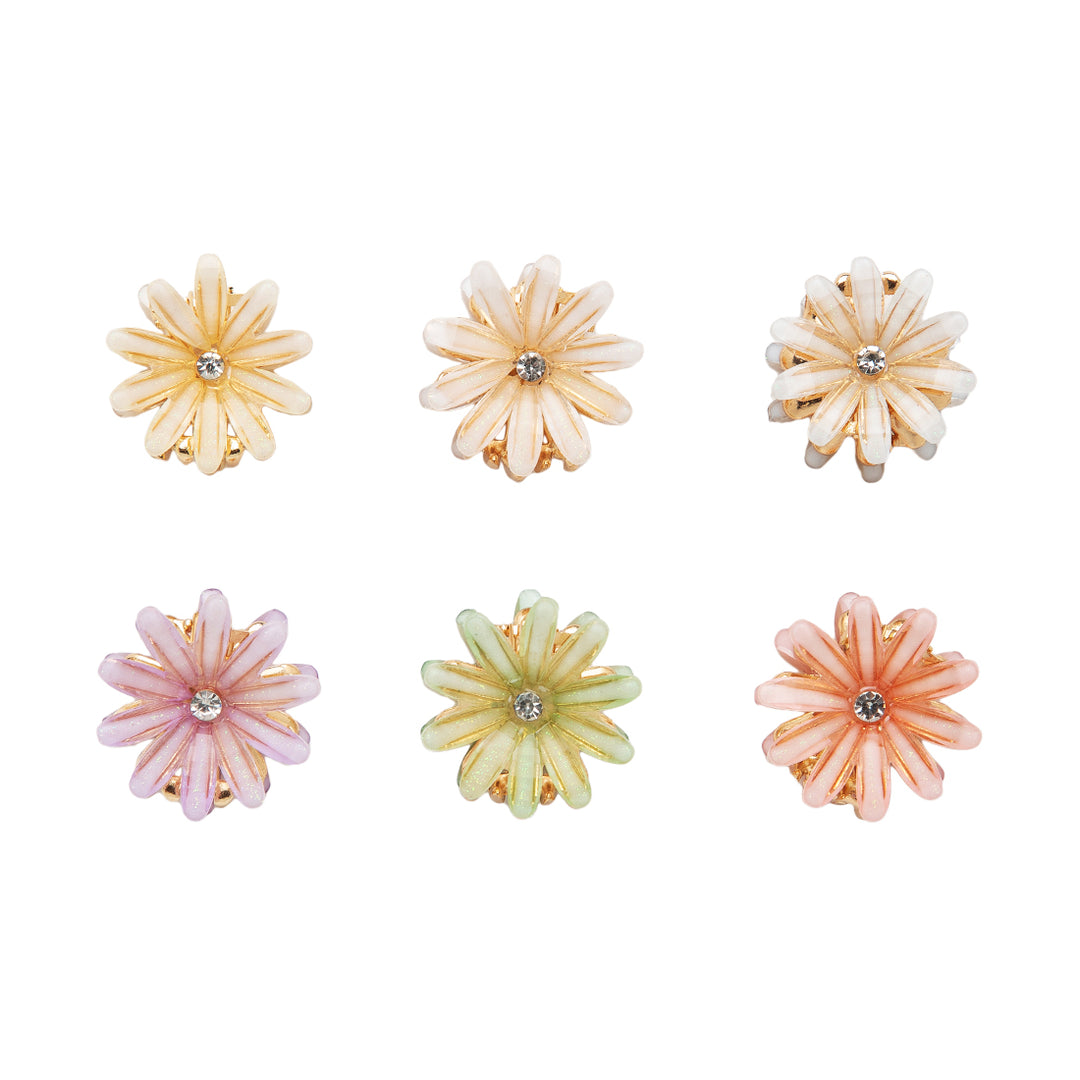 Radhu & Kabby Mini Clutchers for Girls/Women | Set of 6-Piece Flower Mini Claw Clips | Hair Clips with Multicolor Floral Design