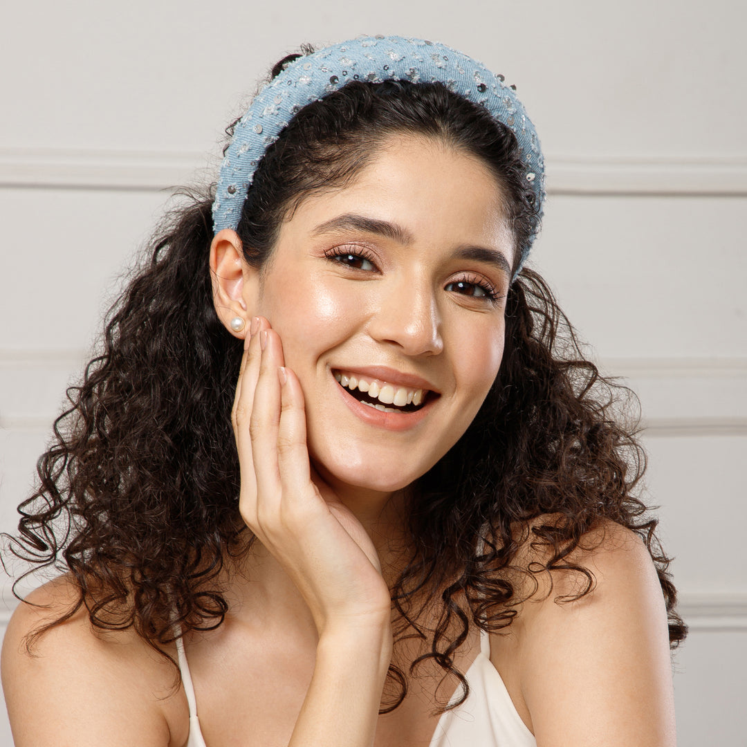 Radhu & Kabby Pack of 2 Denim Hairbands | Stylish Handmade Hair Accessories for Girls & Women