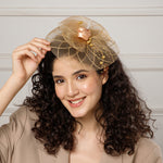 Load image into Gallery viewer, Radhu &amp; Kabby Fascinator Hat for Girls/Women | Brown Hat with Alligator Clips &amp; Headband | Hair Accessory for Weddings, Parties &amp; Special Occasions