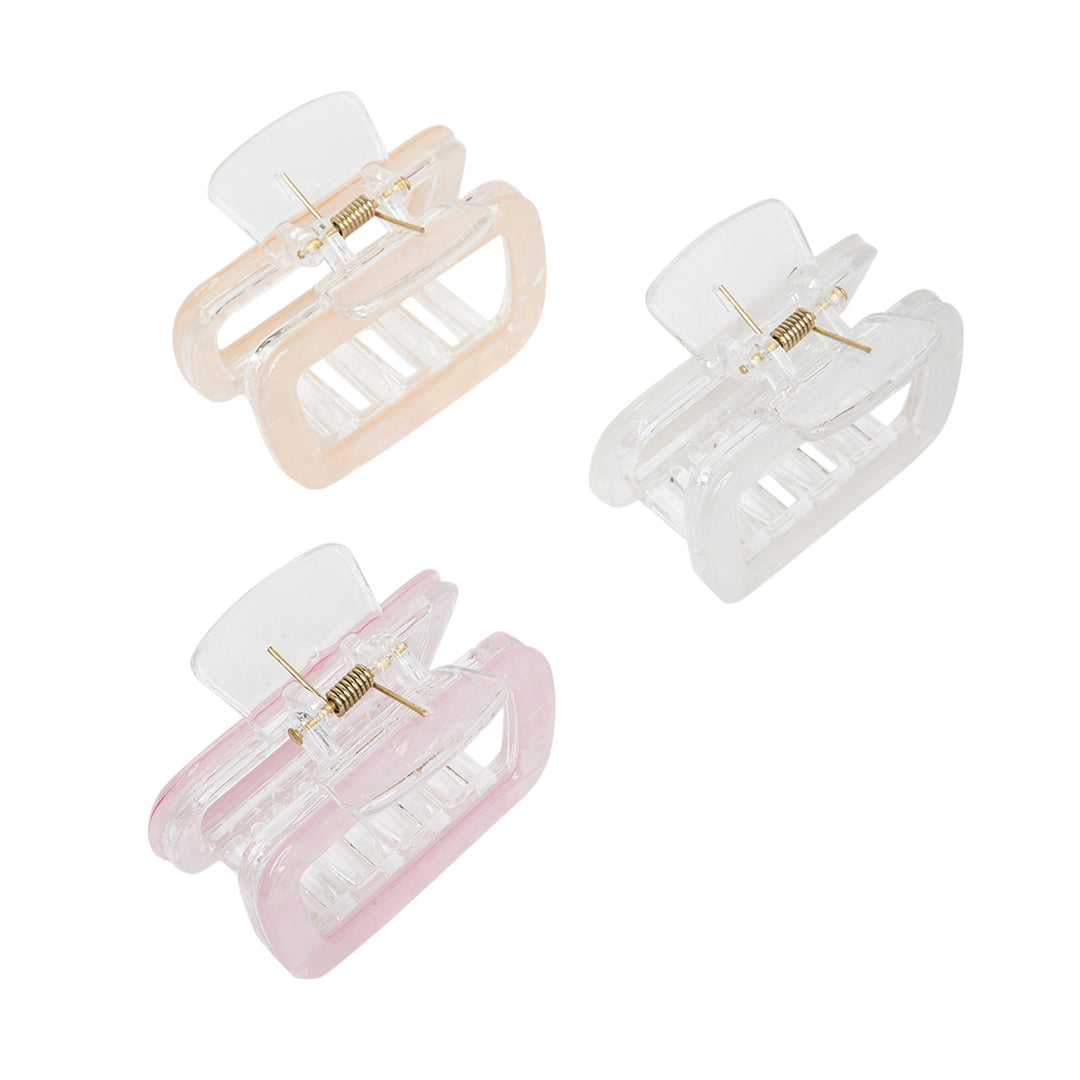 Radhu & Kabby Claw Clips for Women/Girls | Minimalist Pastel Coloured Hair Clutchers | Set of 3 Ivory, Light Pink & White